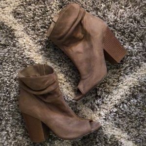 Beige Peep Toe Booties
